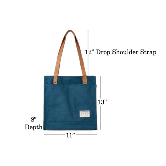 FEED PROJECTS Canvas Market Tote Teal *LOVELY* - Picture 11 of 11